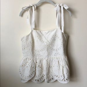 J. Crew eyelet tank top with ribbon ties